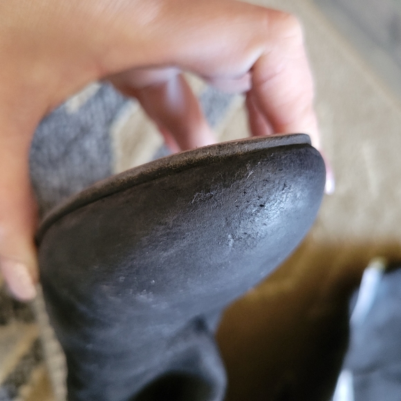 Eileen Fisher Black Leather Heeled Tall Boots - Picture 11 of 12